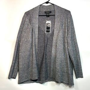 NEW Womens Petite Design History Gray-BlackOpen Cardigan PM Light Weight